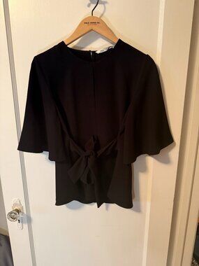 Zara Black Blouse Minimalist with Slit in the Front